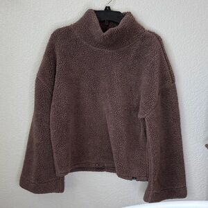 Balance Collection Outdoor Sherpa Cowl Neck Sweater Chocolate Brown size Medium